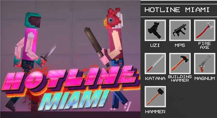Hotline Miami Character And weapon 1 for melon playground mods