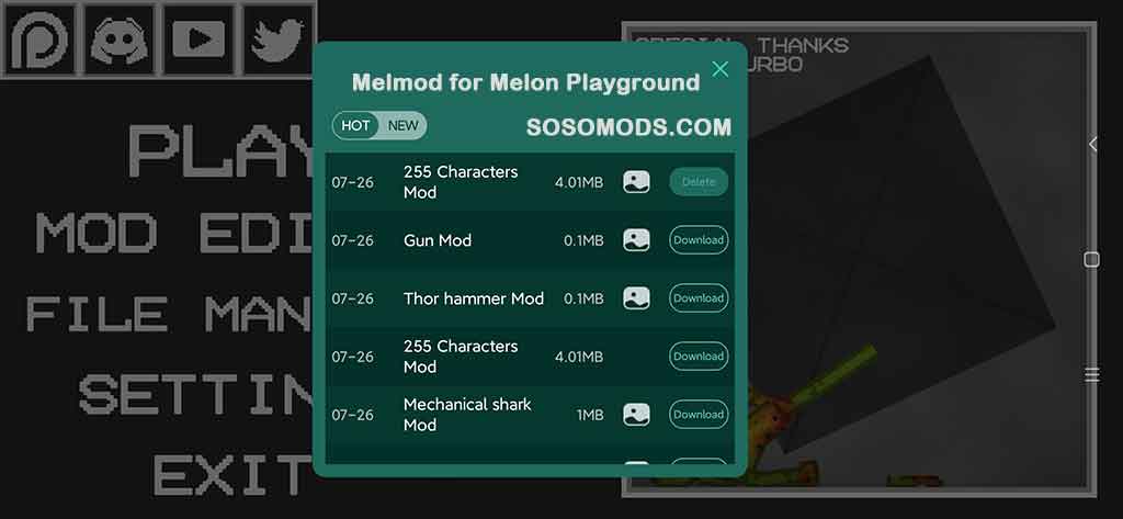 soso Melon Playground for melon playground mods